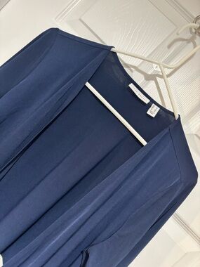 SUSAN GRAVER Women’s Open-Front Navy Asymmetrical Short Cardigan